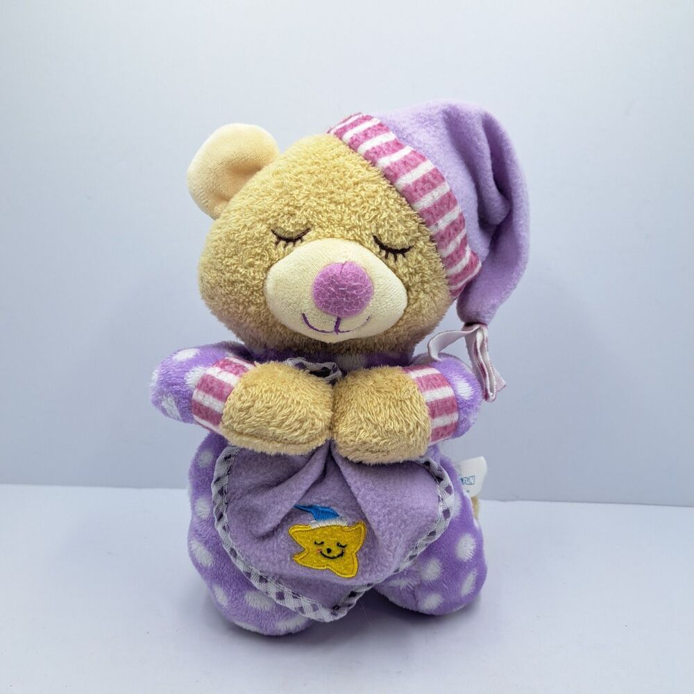 Hug Fun Bedtime Praying Purple Teddy Bear Polka Dot Stuffed Animal Lovey
